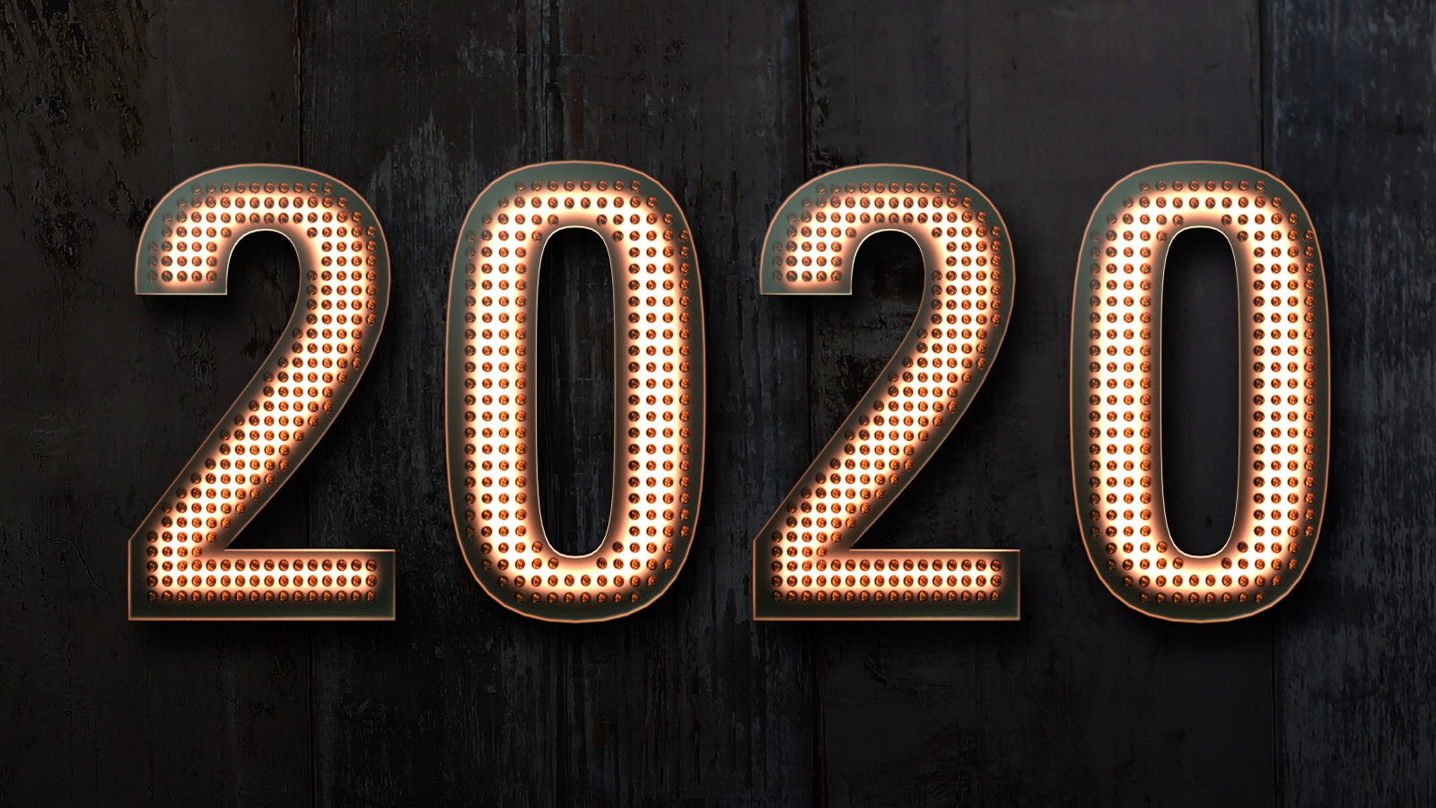 Beautiful numbers 2020 on a black background