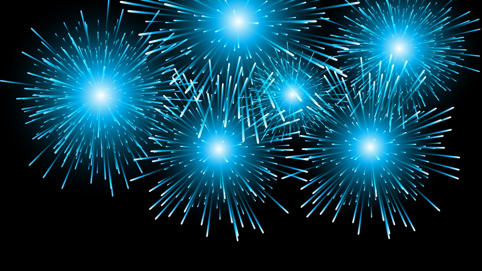 Яркий голубой салют на черном фоне