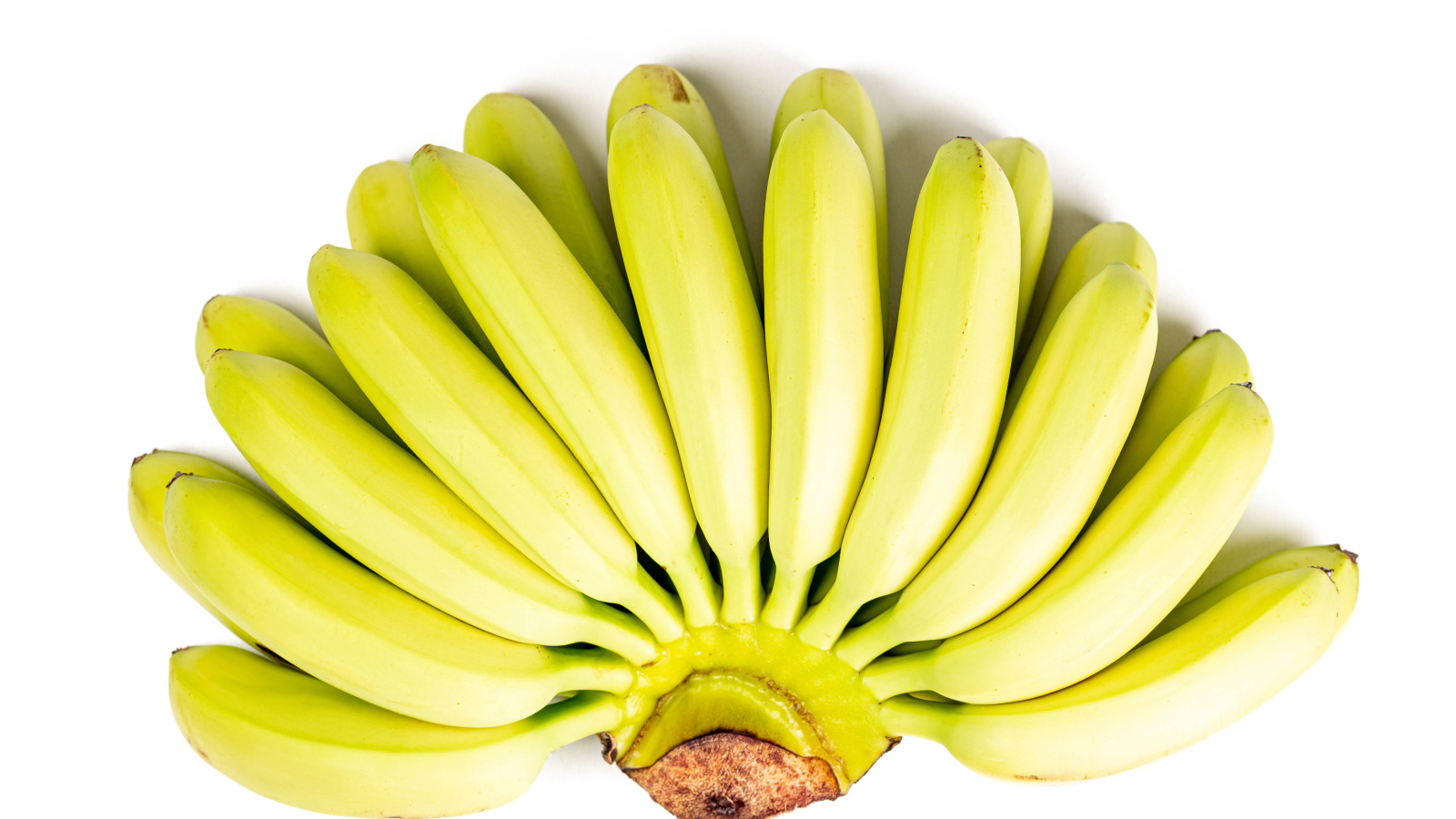 Связка спелых бананов на белом фоне