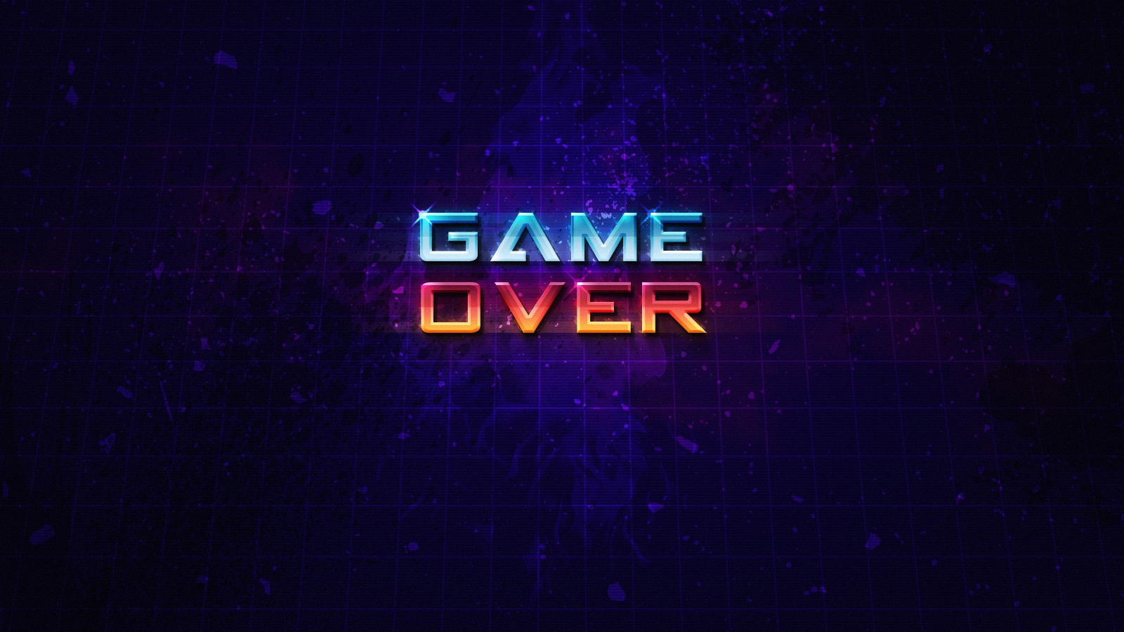 Неоновая надпись  Game Over на синем фоне