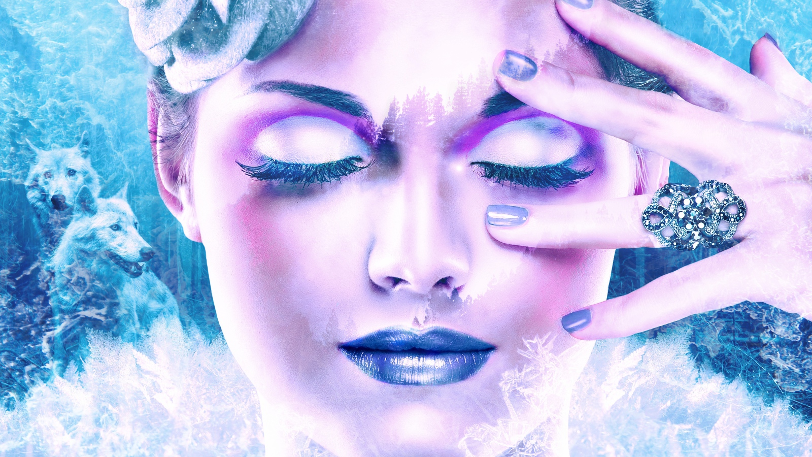 Красивая девушка с  макияжем с закрытыми глазами