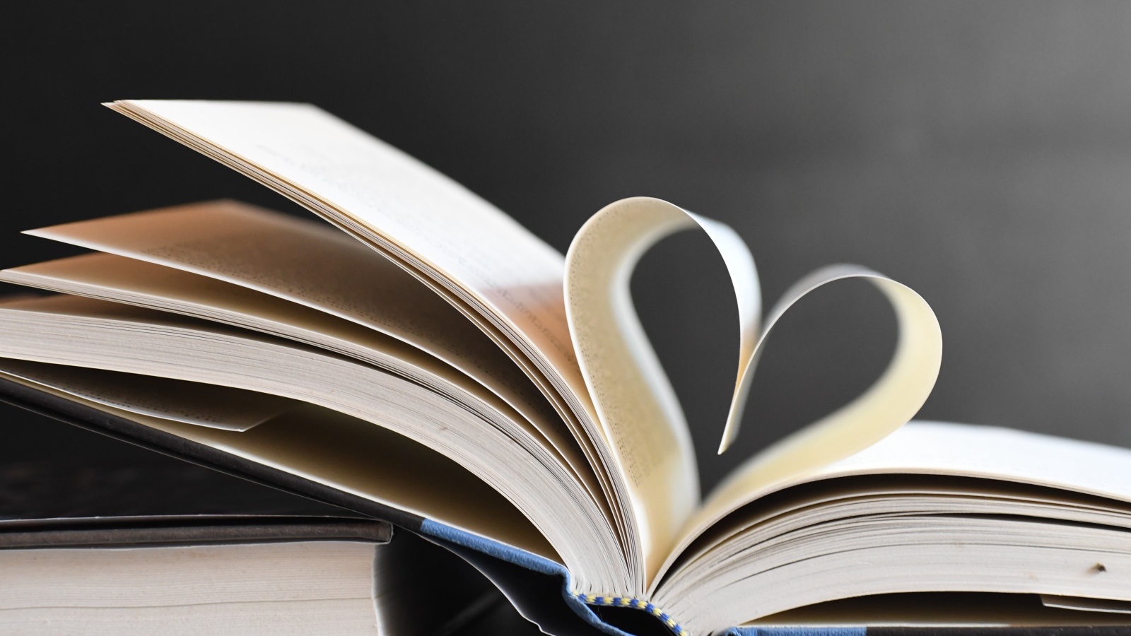 Сердце из страниц книги на сером фоне