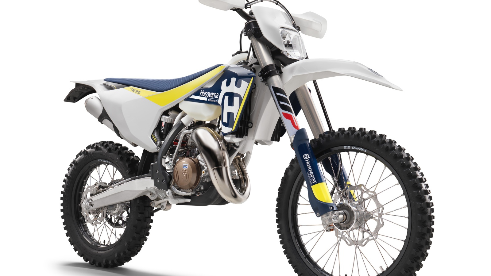 Гоночный мотоцикл  Husqvarna TX 125, 2020 года на белом фоне