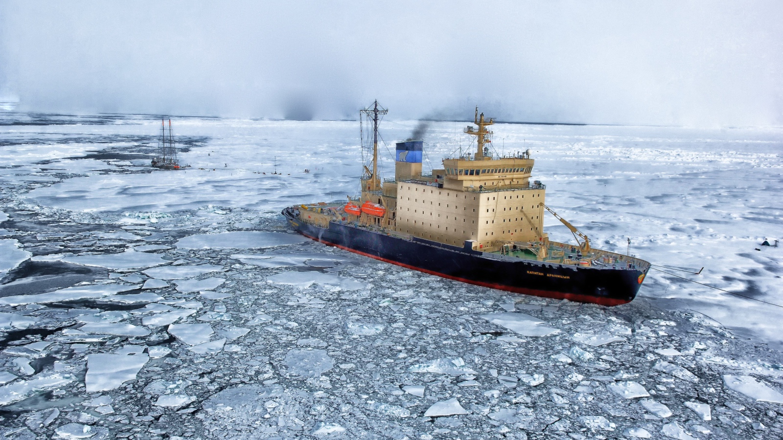 Large icebreaker in the arctic ocean