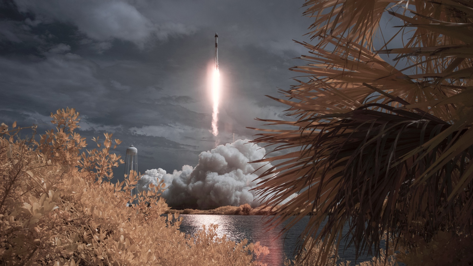 The Falcon 9 rocket takes off from the cosmodrome