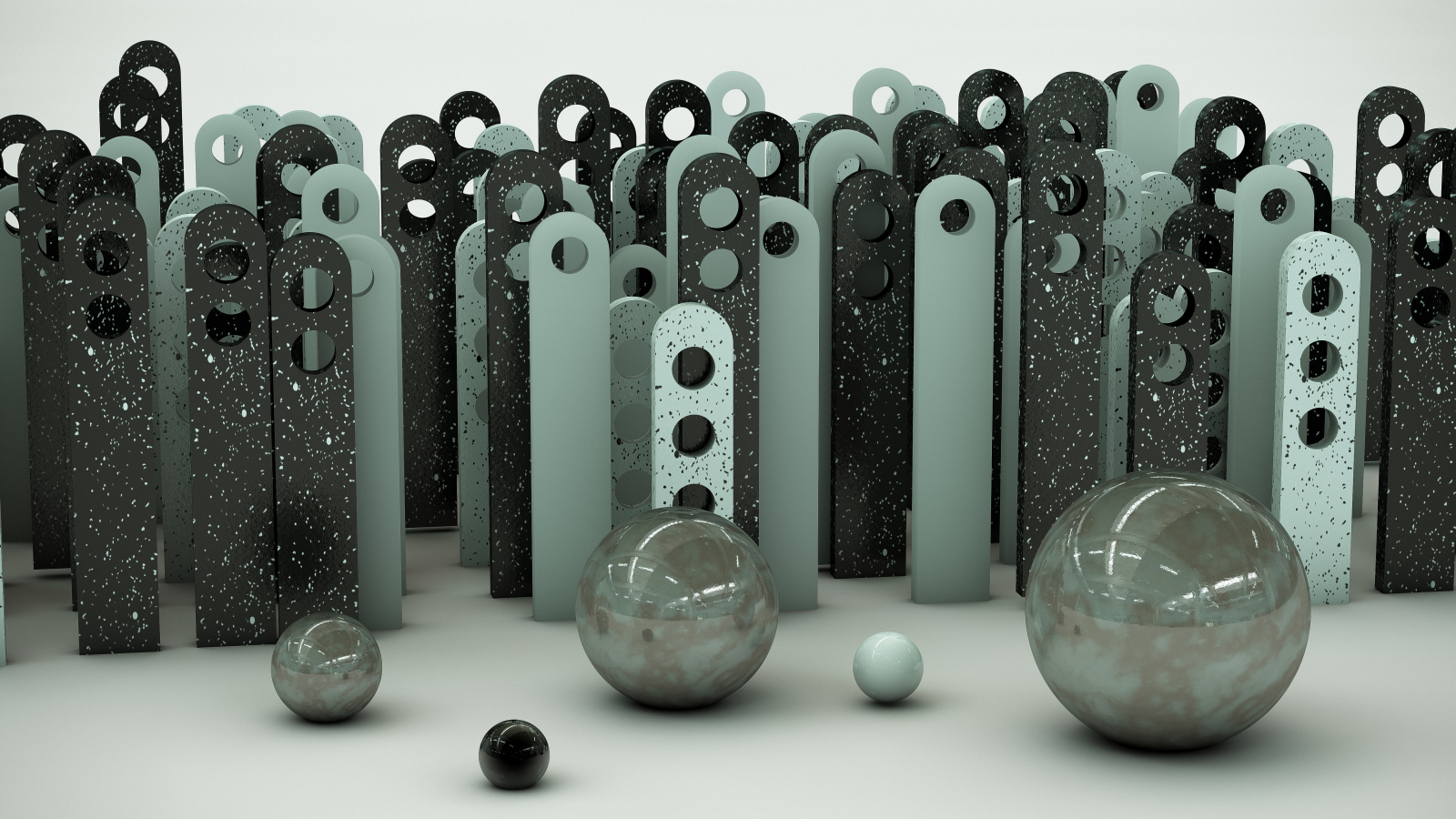 Шары 3д и железные планки 