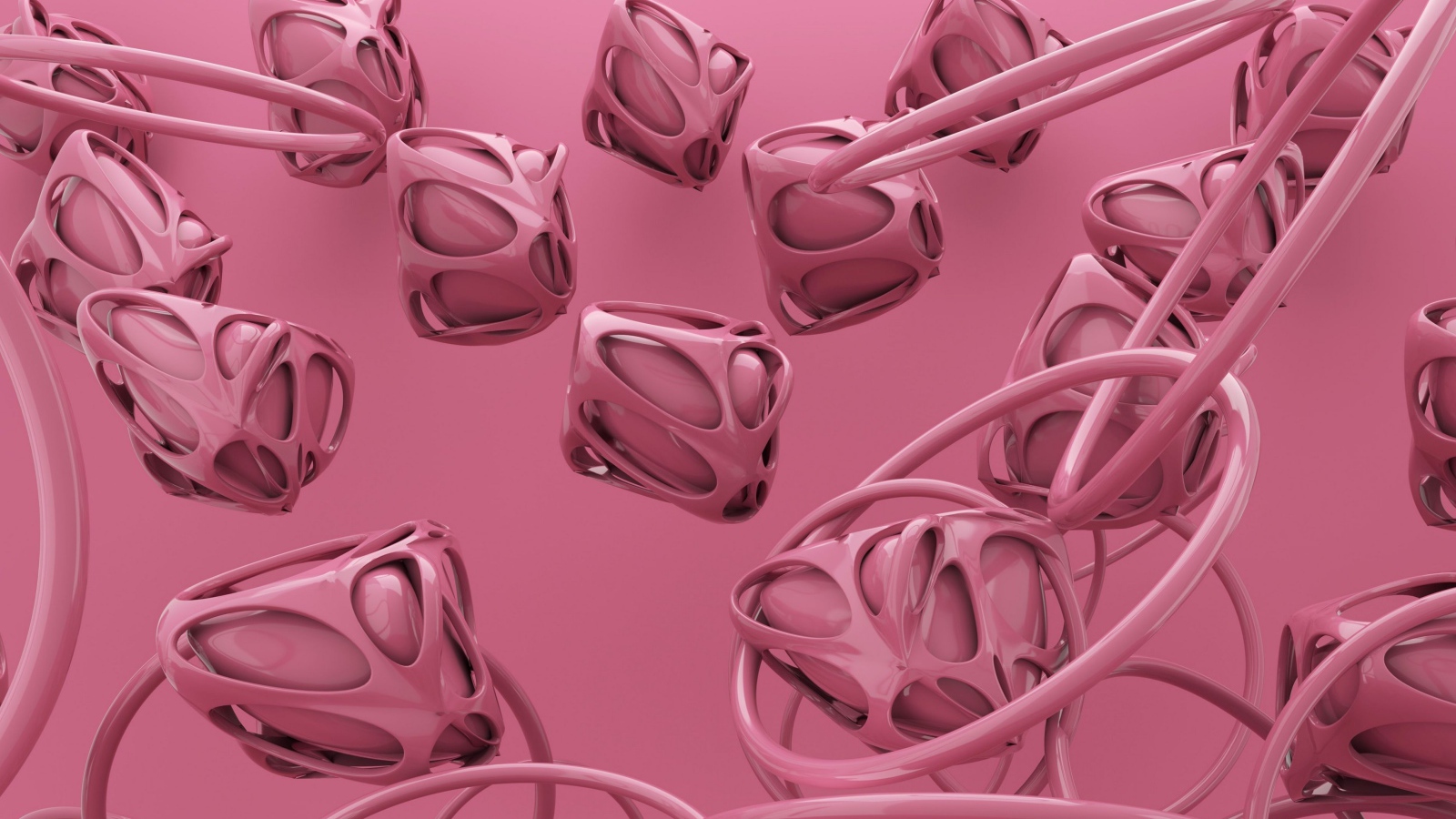 Абстрактные розовые квадраты с кольцами 