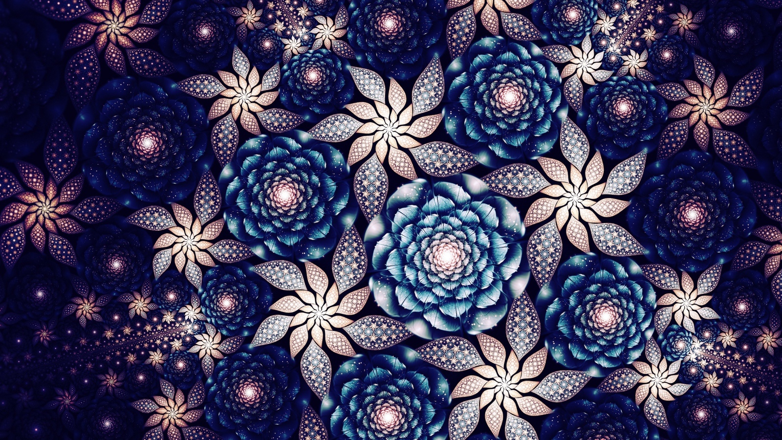 Красивые абстрактные цветы с неоновым свечением