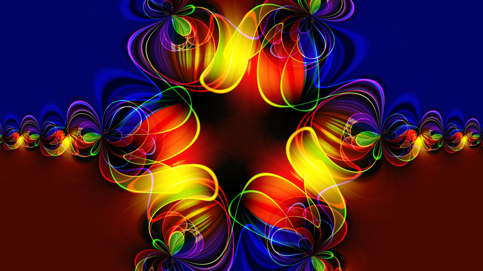 Красивый разноцветный симметричный цветок