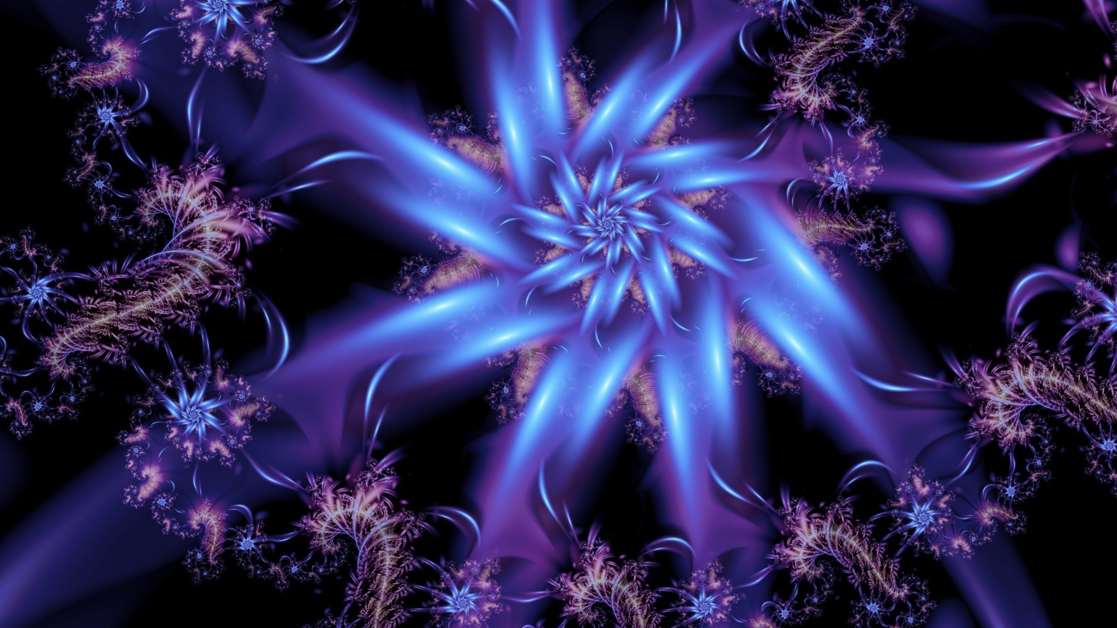 Красивый неоновый абстрактный цветок на черном фоне 