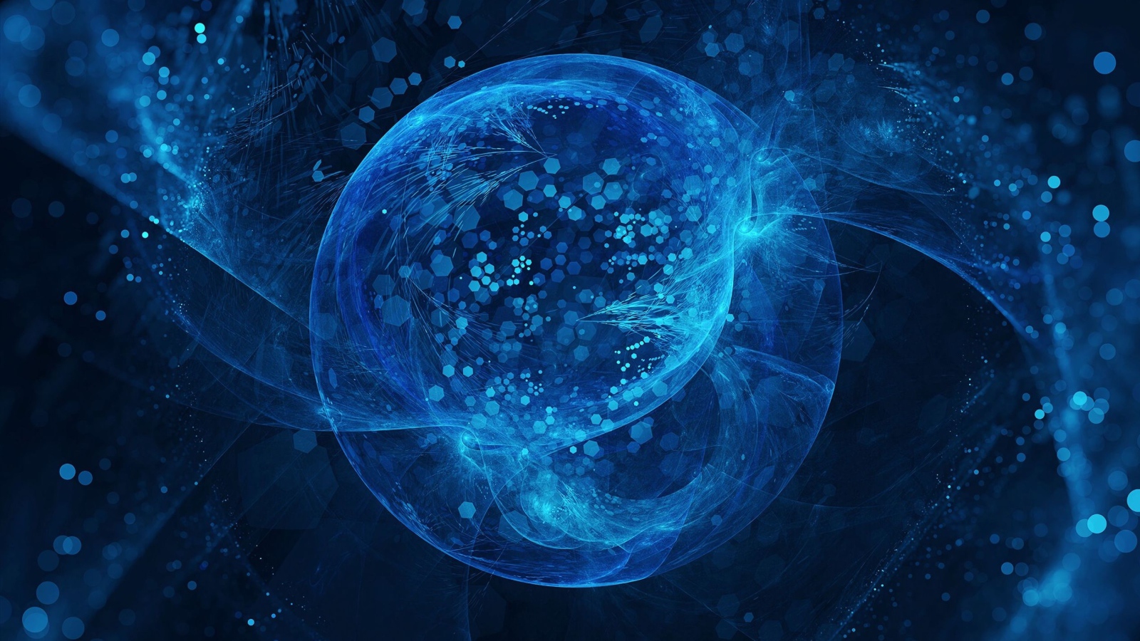 Красивый неоновый шар на блестящем фоне