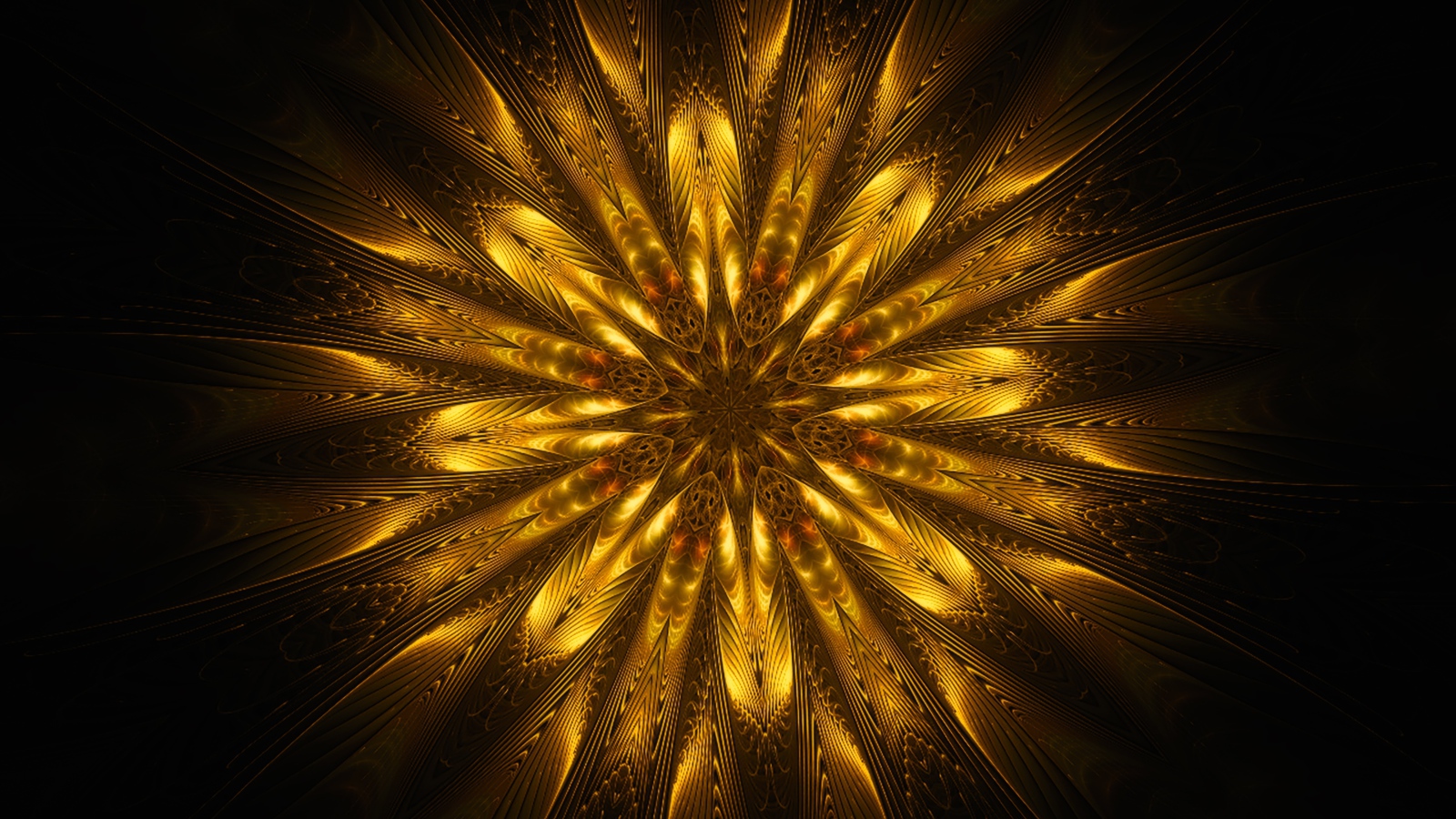 Золотой цветок мандала на черном фоне