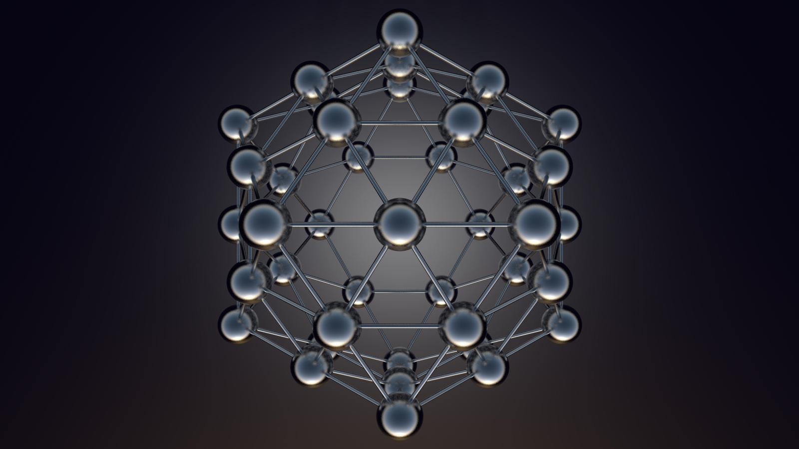 Икосаэдральная модель на сером фоне 3д графика
