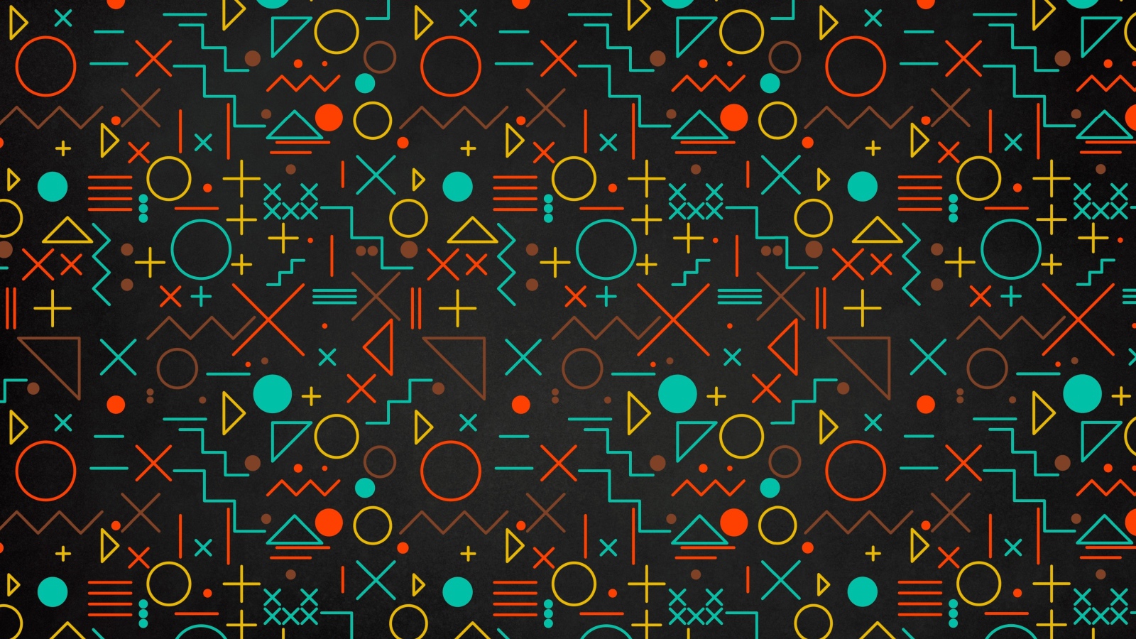 Разноцветные геометрические фигуры на черном фоне