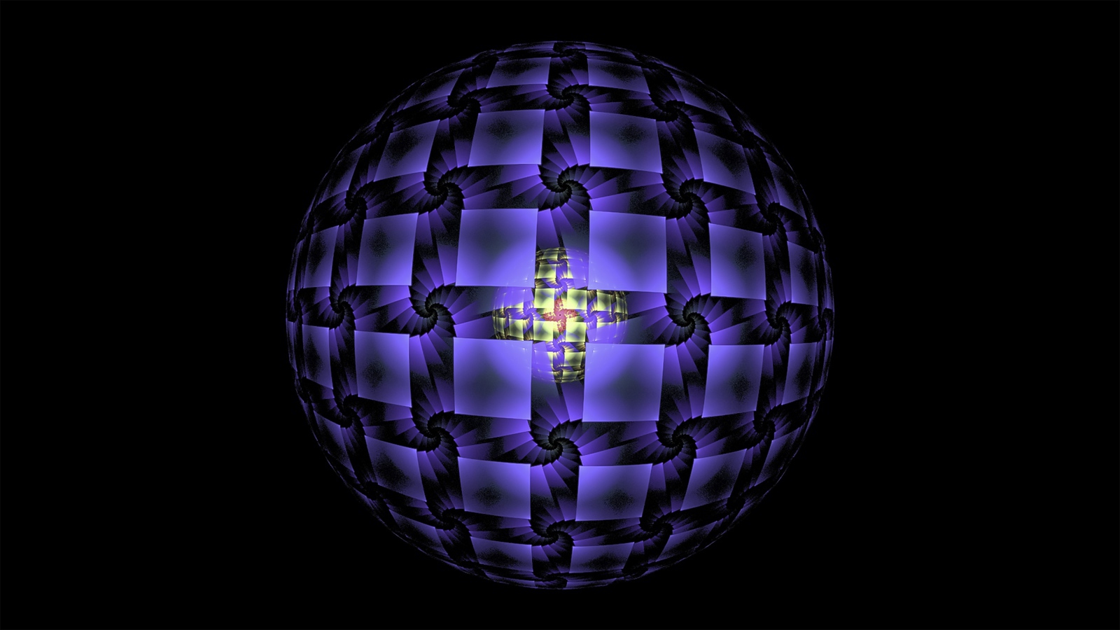 Фиолетовая сфера на черном фоне фрактал
