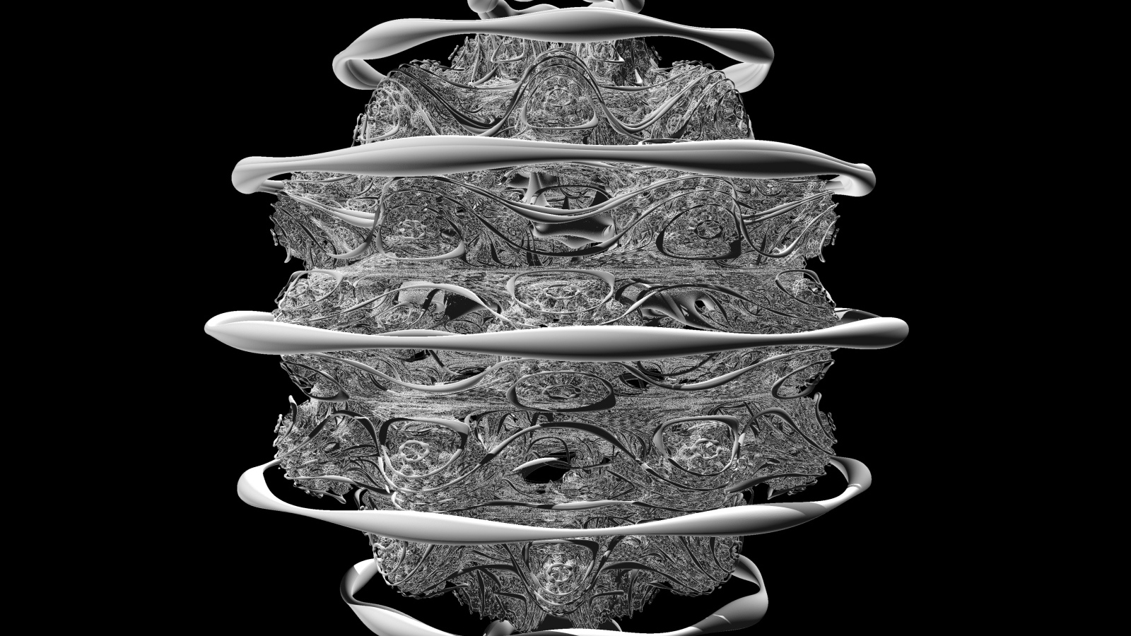 Белый фрактальный рисунок на черном фоне