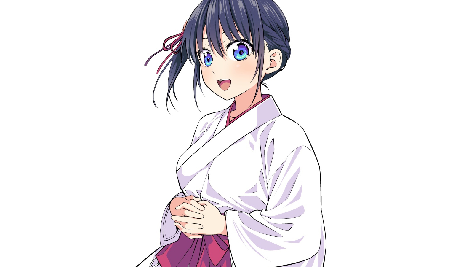 Персонаж Nagisa Minase аниме  Kanojo mo Kanojo на белом фоне в кимоно 