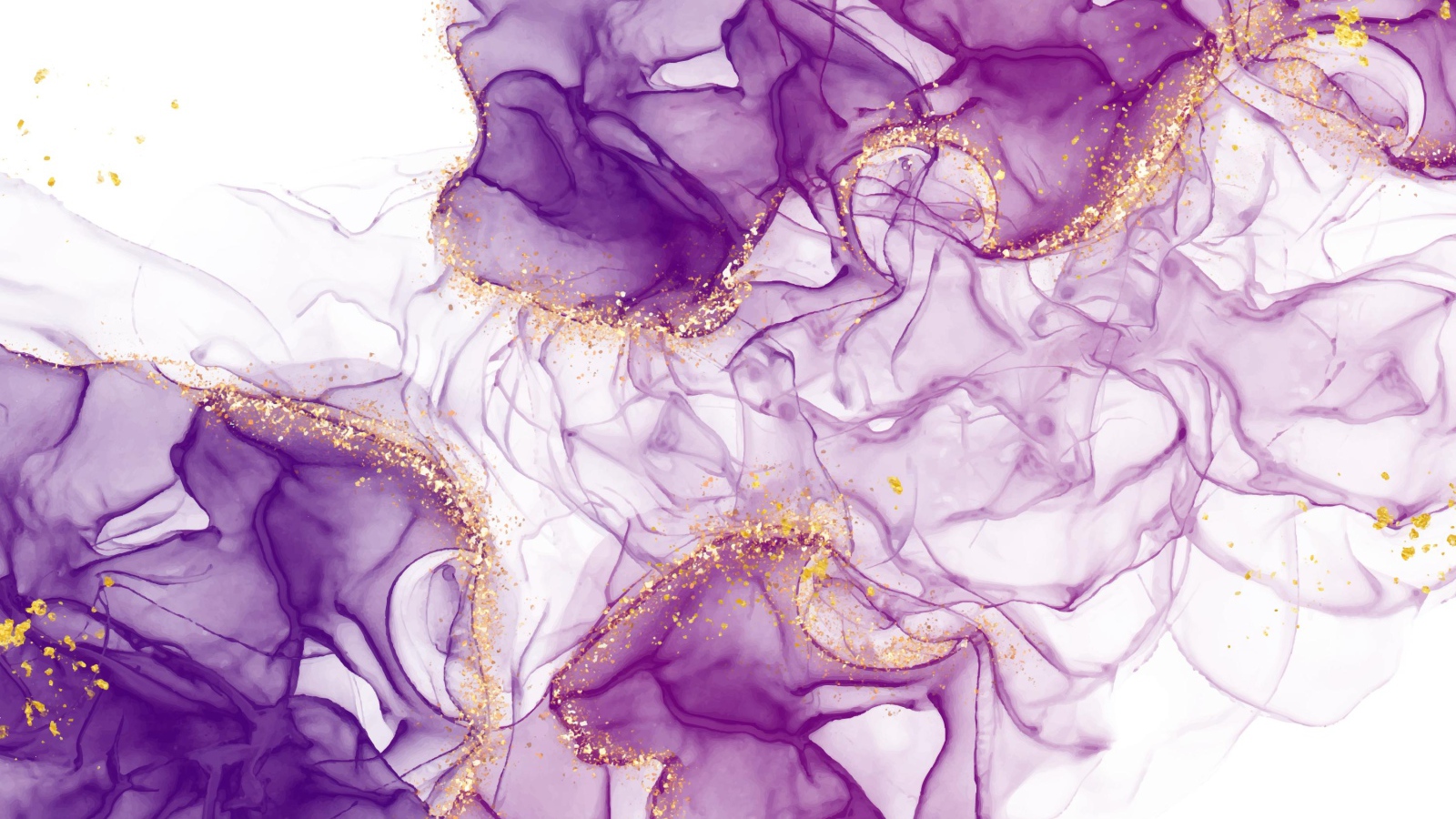 Фиолетовый дым с блестками на белом фоне 