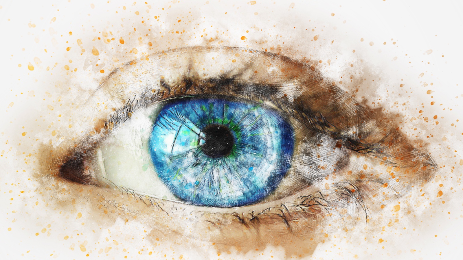 Нарисованный голубой глаз на белом фоне