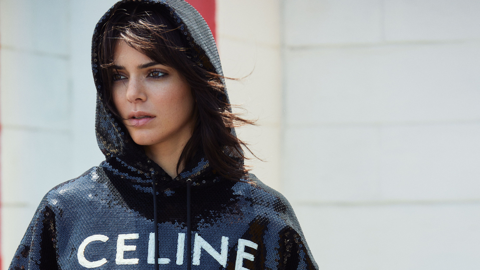 Кареглазая модель Кендалл Дженнер в капюшоне