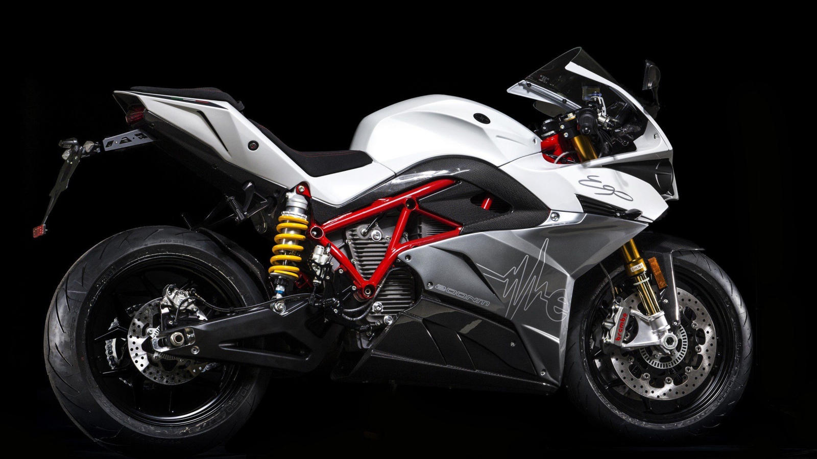 Electric motorcycle Energica Ego on a black background