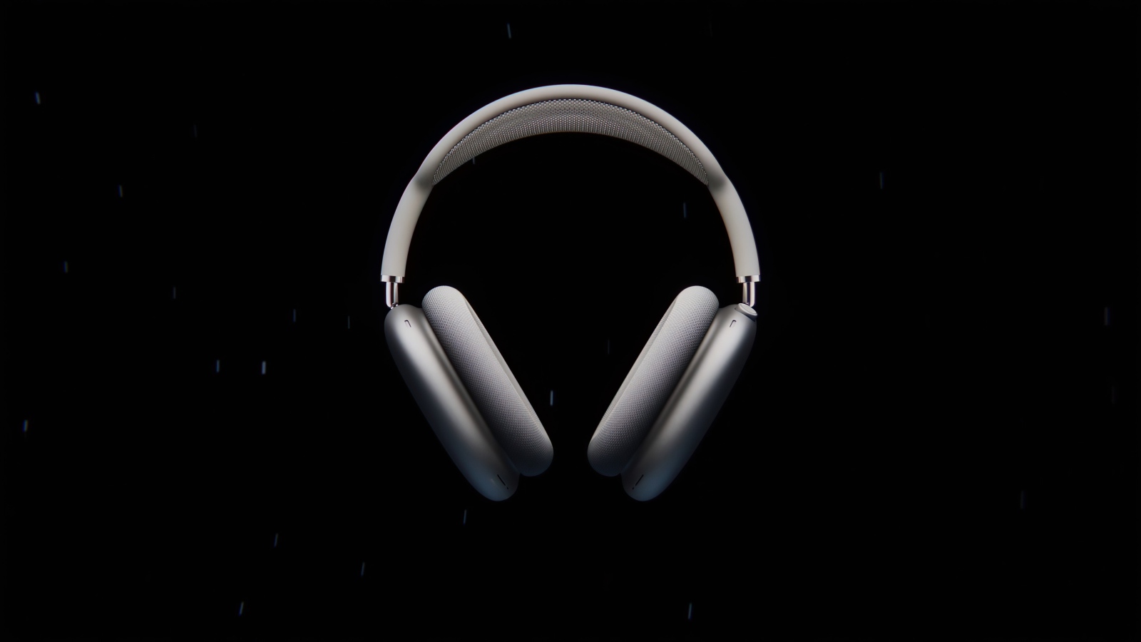 Серые наушники  AirPods Max на черном фоне