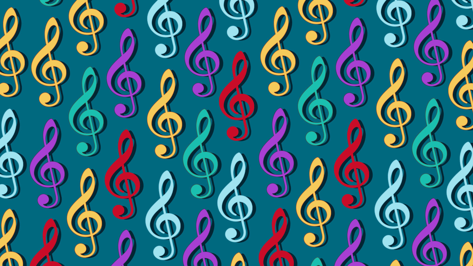 Разноцветные ноты на сером фоне 