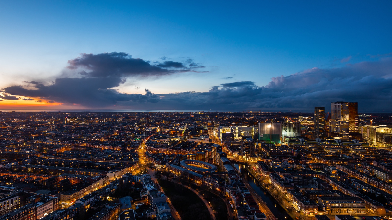 Красивый вид на ночной Сингапур, Азия