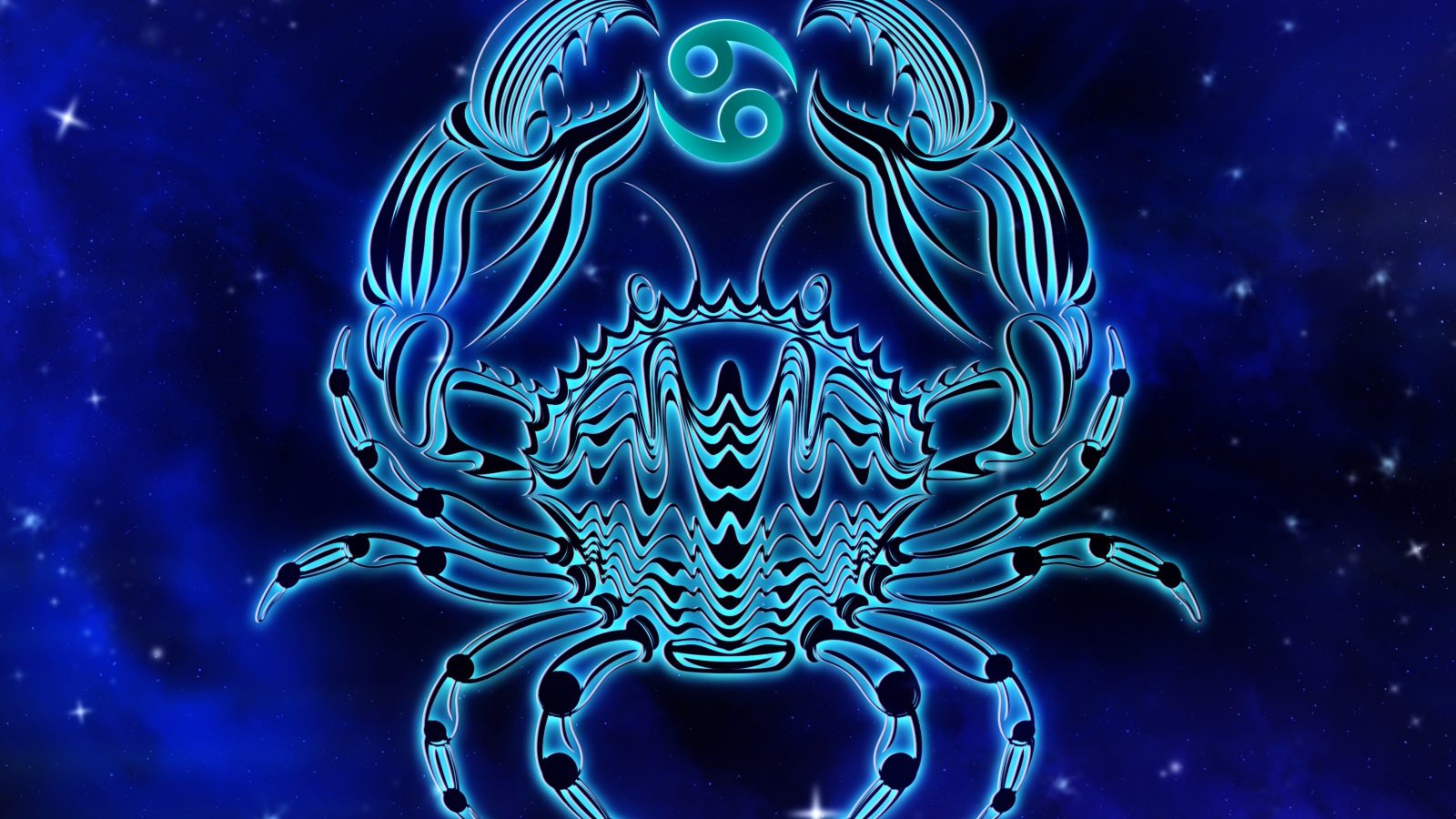 Красивый знак зодиака рак на синем фоне