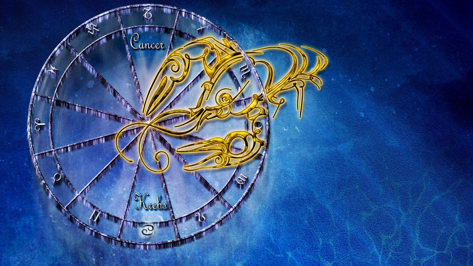 Зодиакальный знак рак на голубом фоне