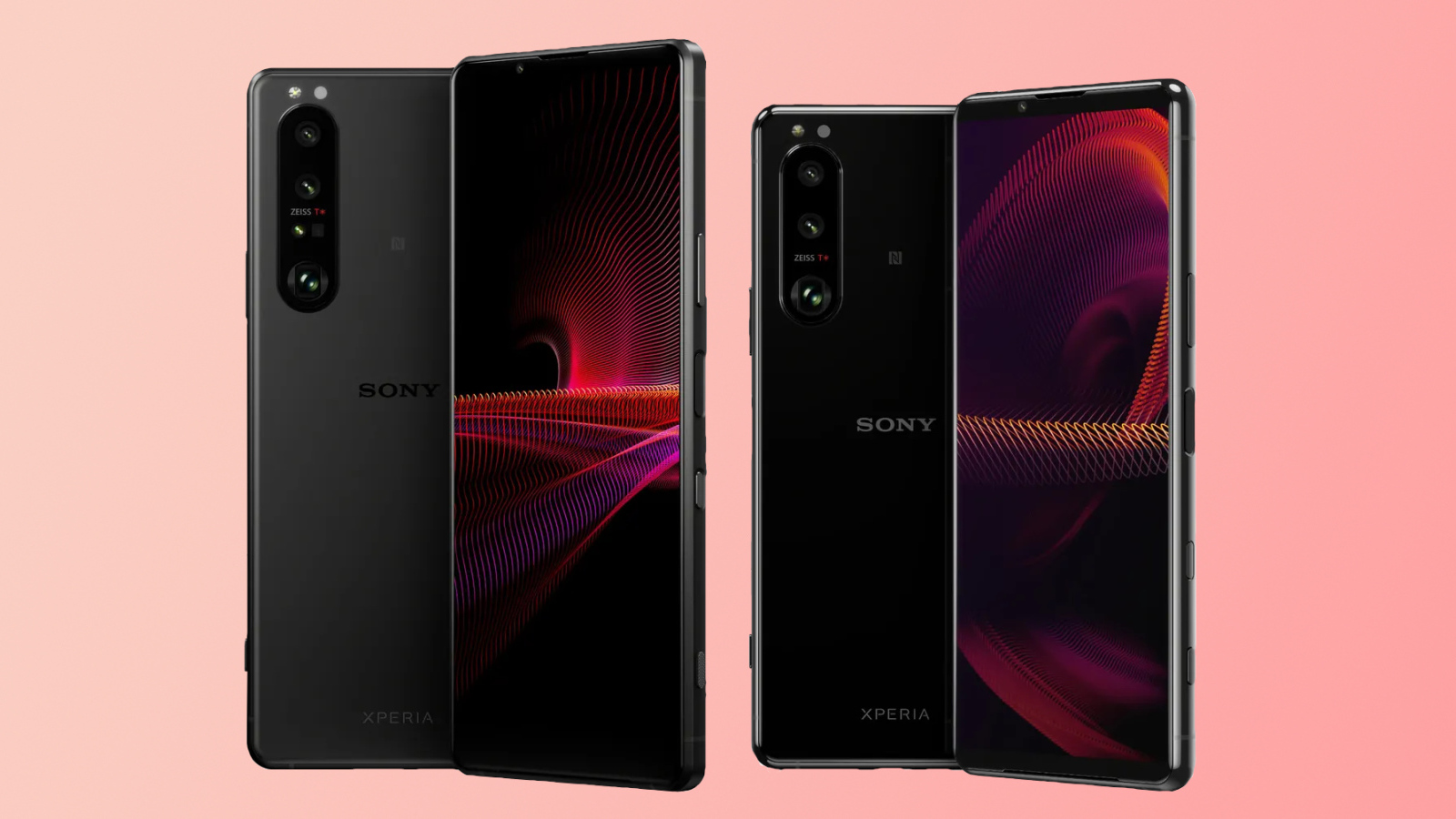 Stylish slim smartphones Sony Xperia 1 on a pink background