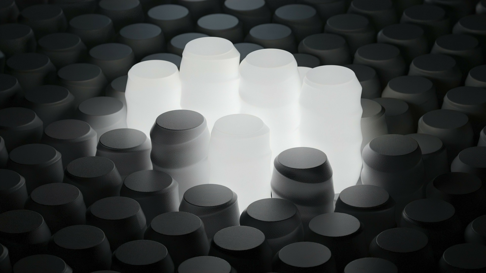 Черные  и белые 3д фигуры