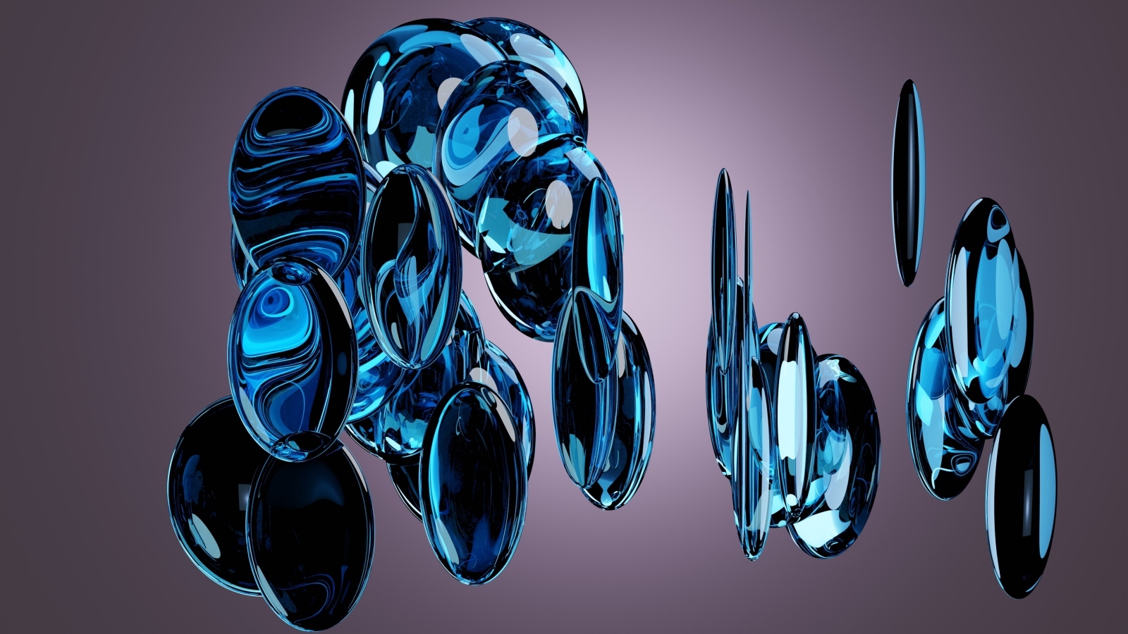 Синие кристаллы на черном фоне