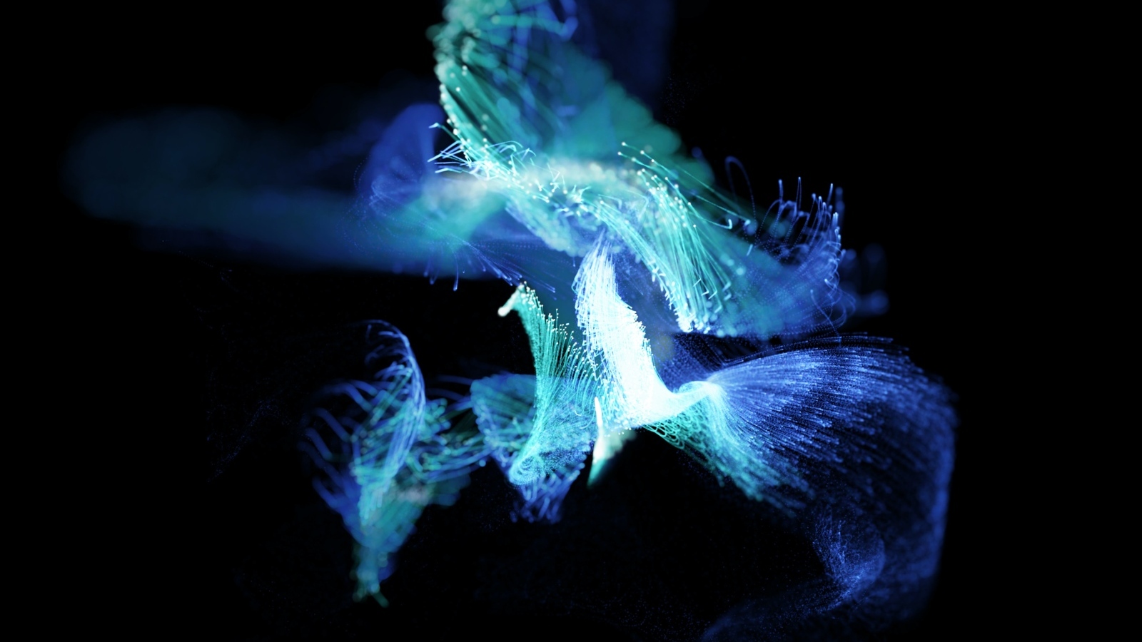 Голубые неоновые вспышки на черном фоне