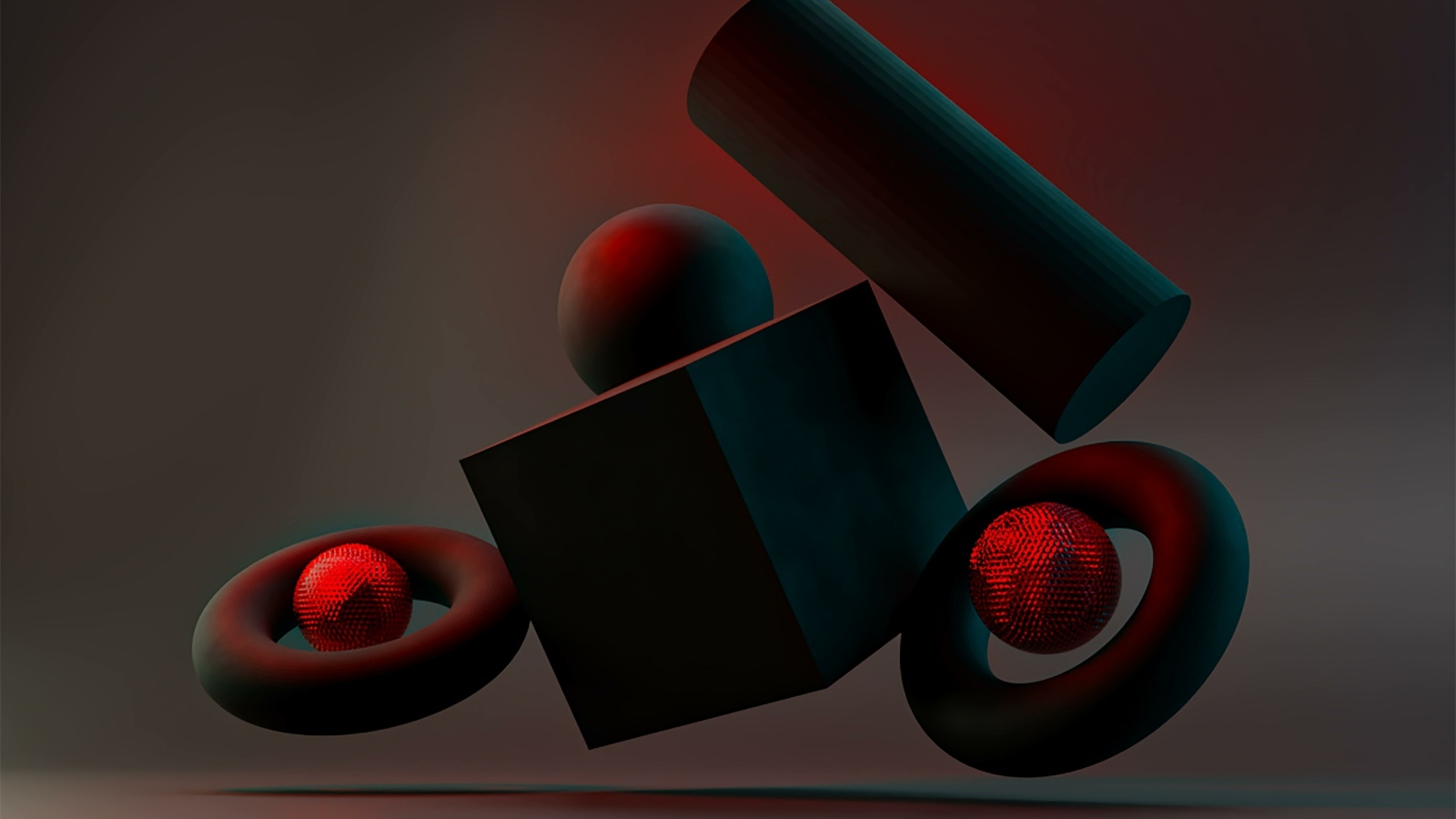 Геометрические 3д фигуры парят в воздухе