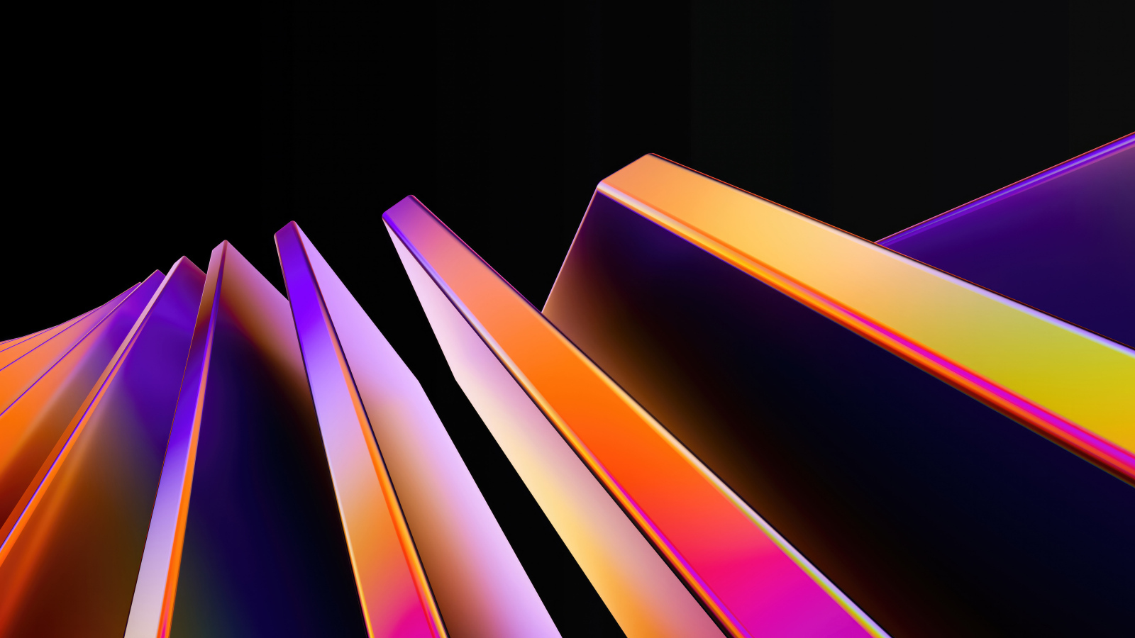 Геометрические неоновые фигуры на черном фоне