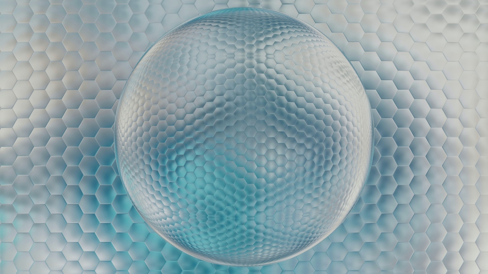 Большой 3д шар на сером фоне с сотами