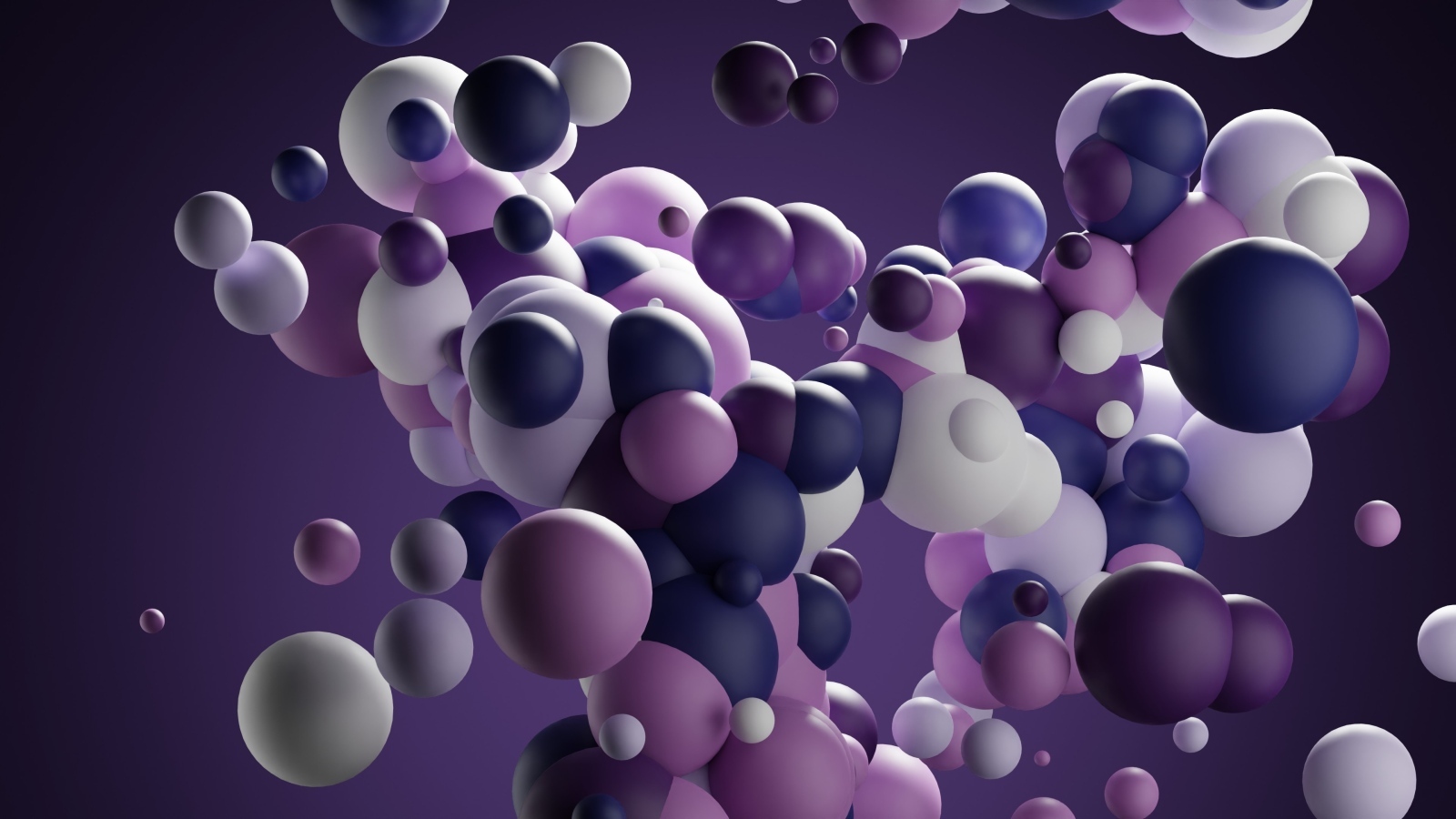 Разноцветные молекулы на фиолетовом фоне