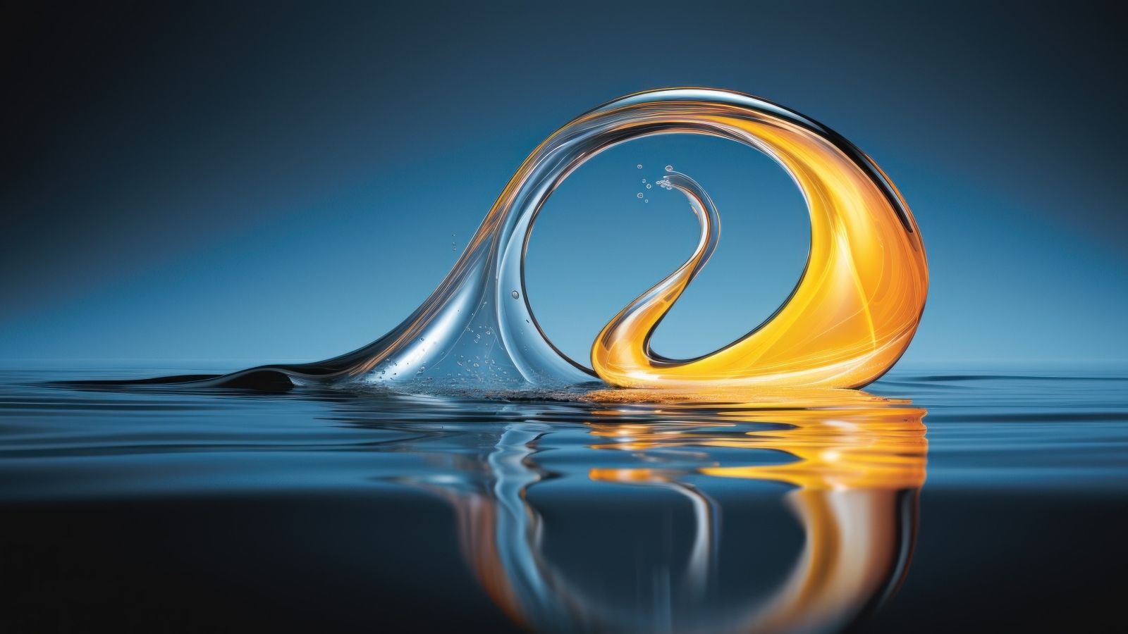 Оранжевая абстрактная волна в воде 