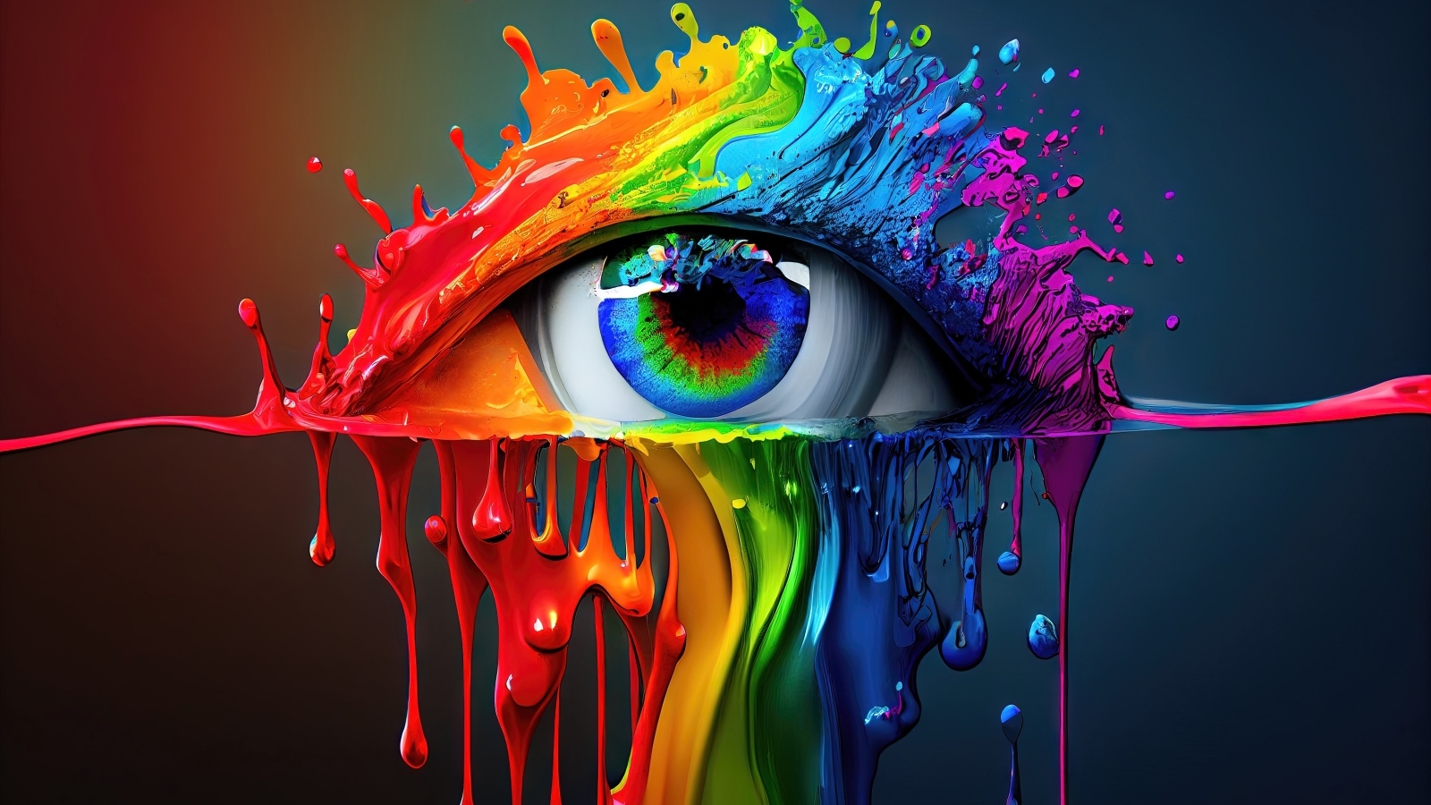 Глаз нарисован разноцветными красками