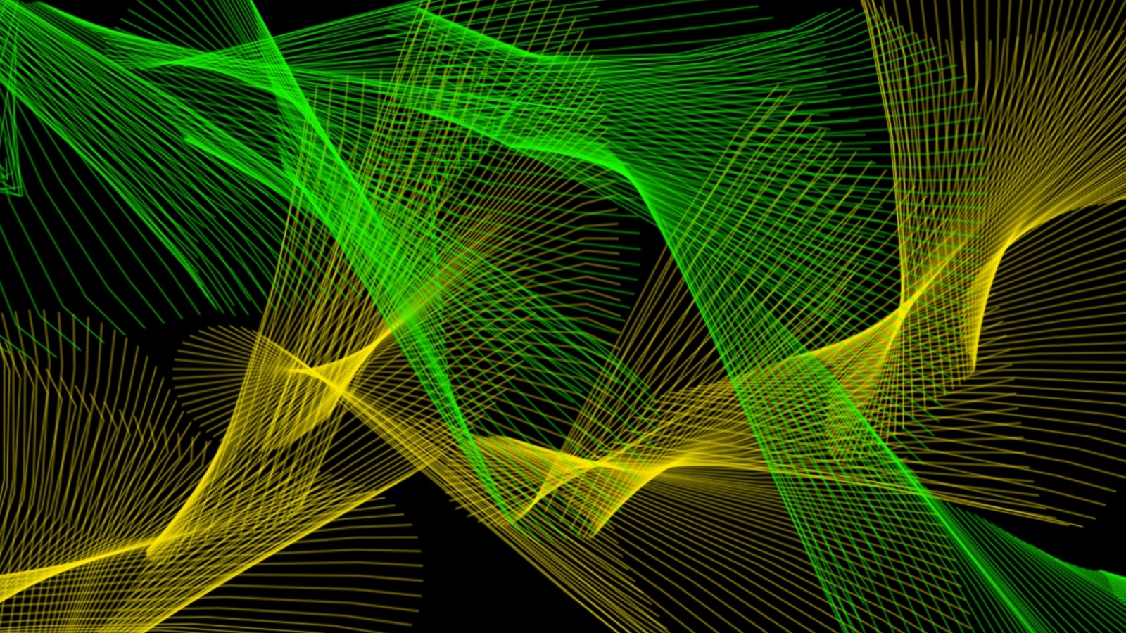 Желтая и зеленая абстрактная сетка на черном фоне