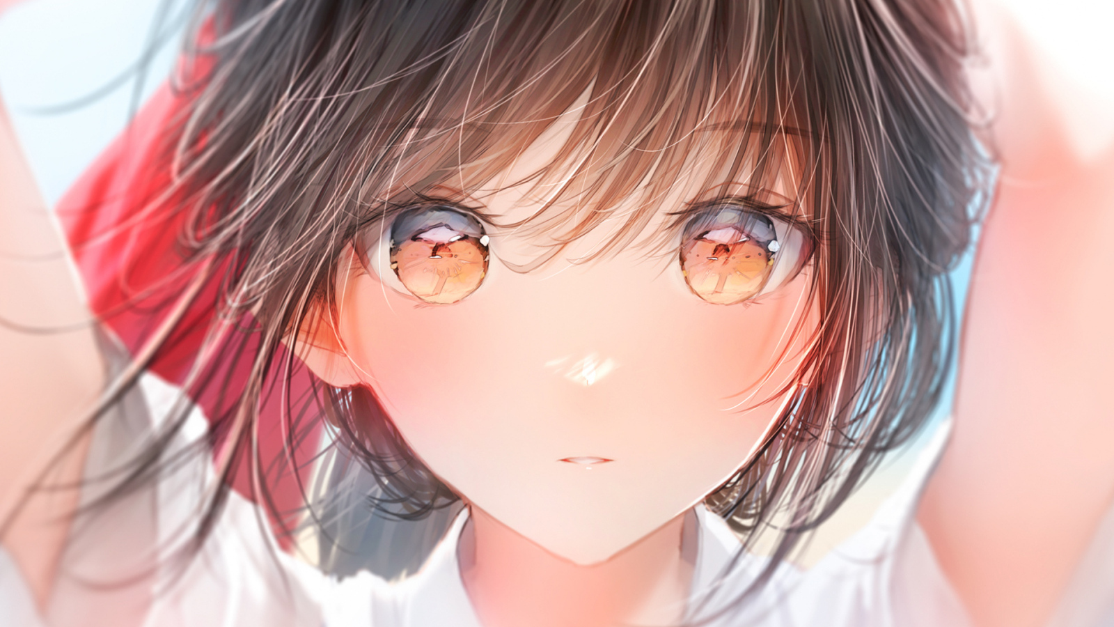 Большие карие глаза девушки аниме