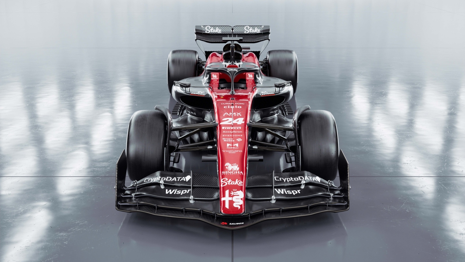 Гоночный автомобиль Alfa Romeo C43 F1 2023 вид спереди