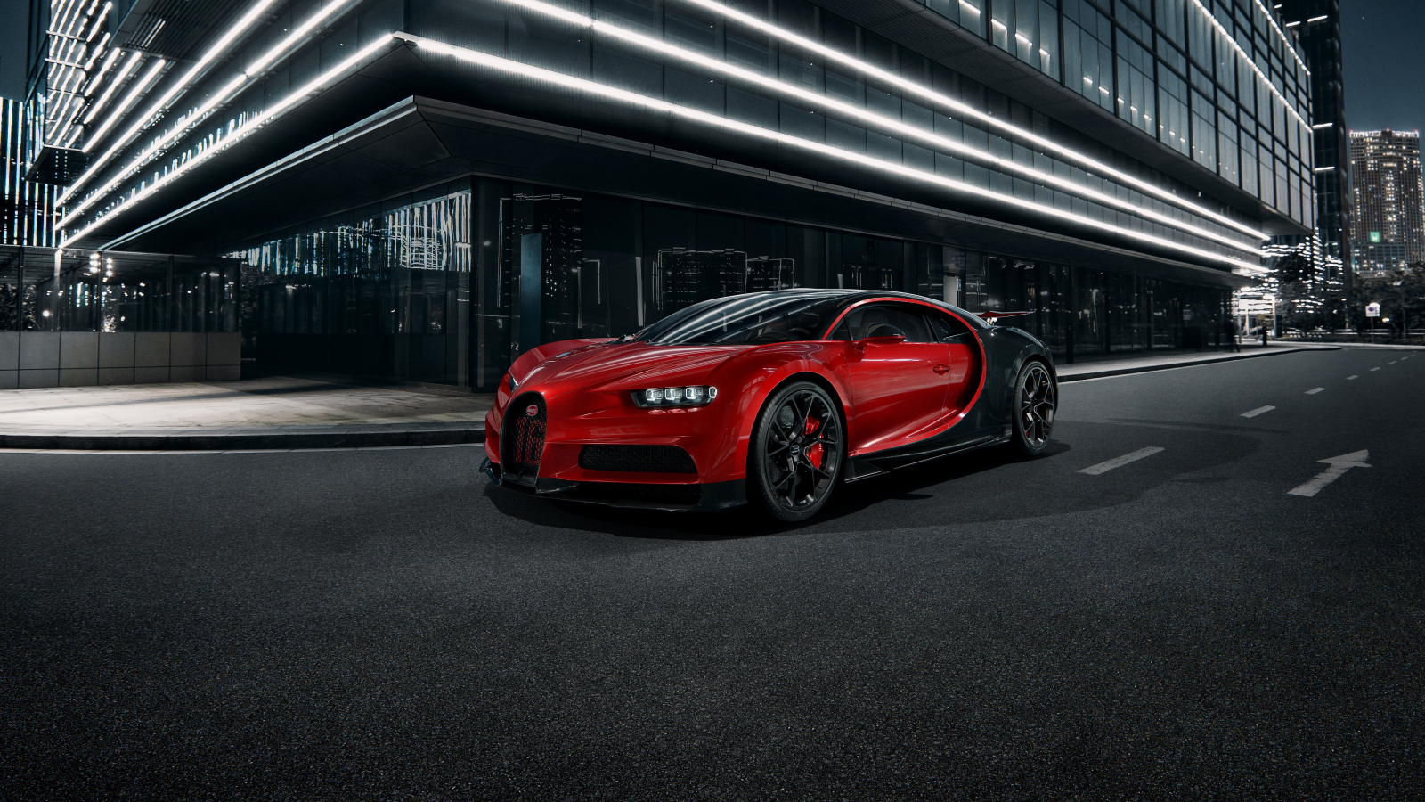Красный Bugatti Chiron Sport