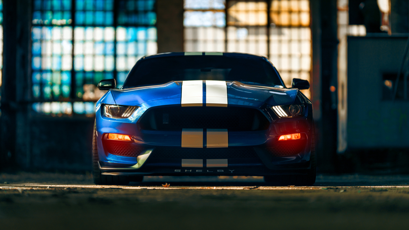 Красивый гоночный автомобиль Ford Mustang Shelby GT350 вид спереди