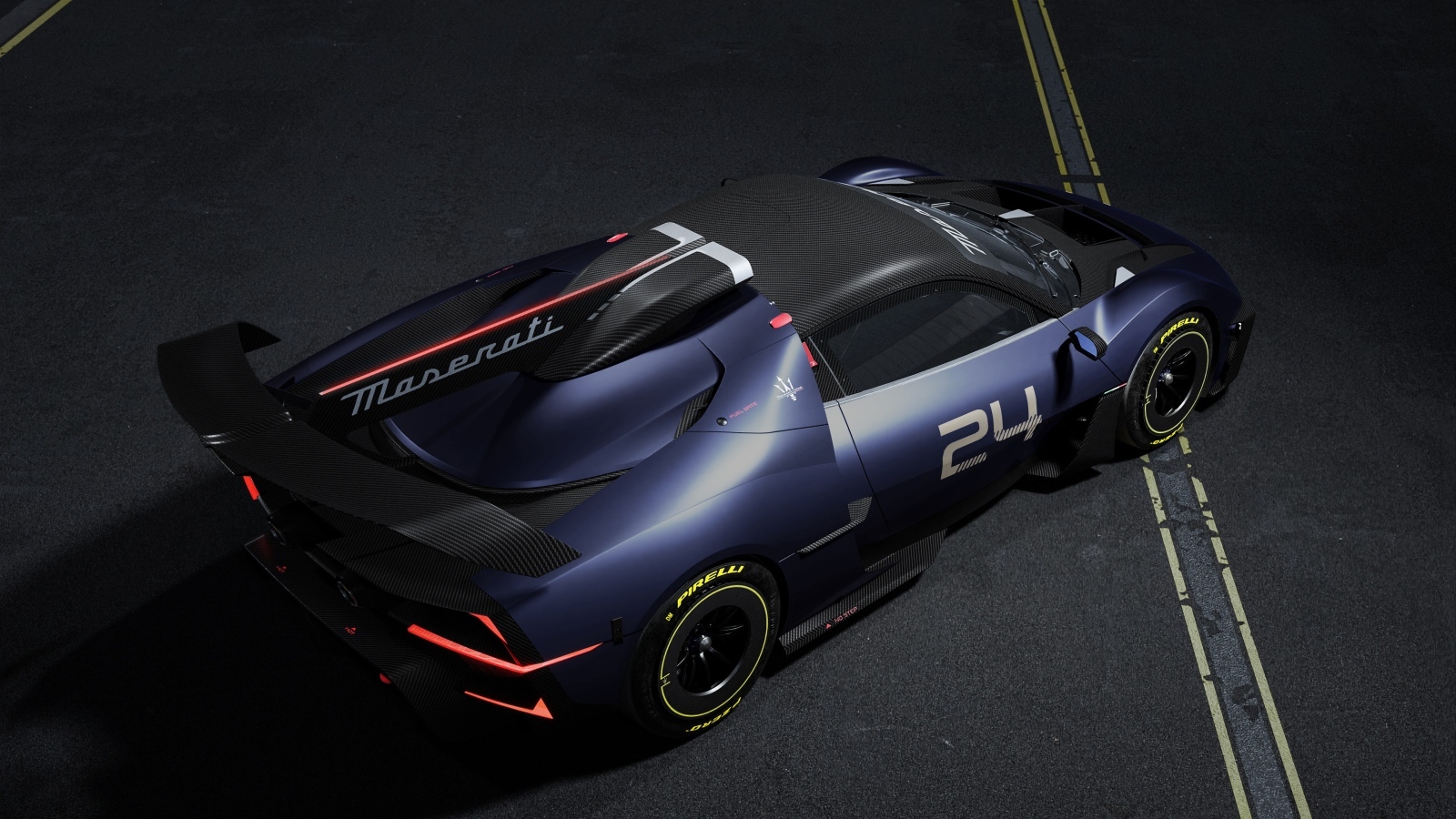 Вид сверху на автомобиль Maserati MCXtrema 2024 года