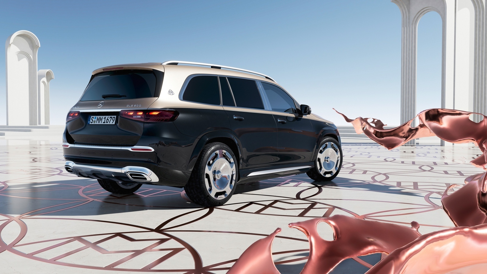 Новый автомобиль Mercedes-Maybach GLS 600 4MATIC 2023 года вид сзади