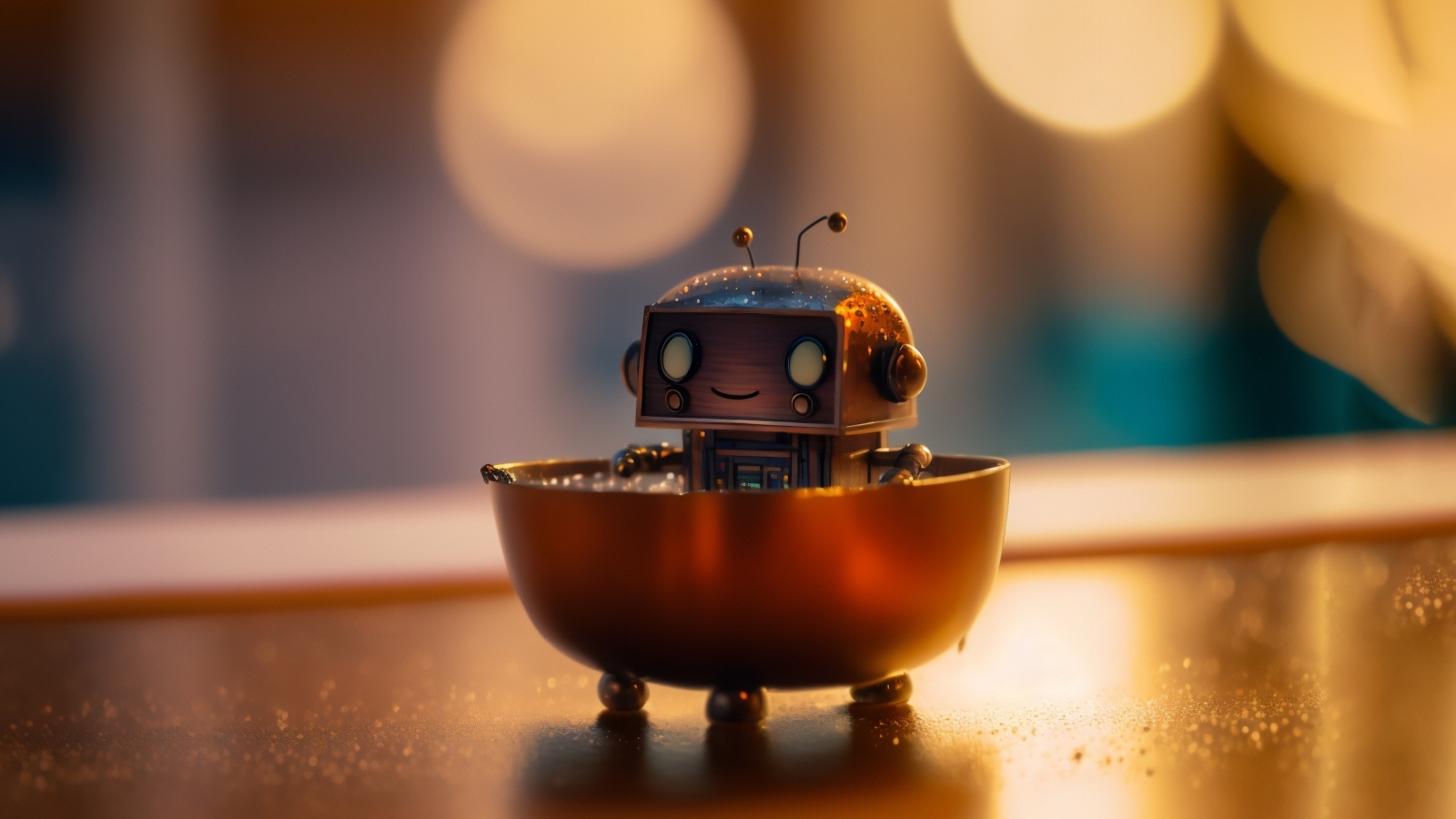 Фигурка маленького робота на столе