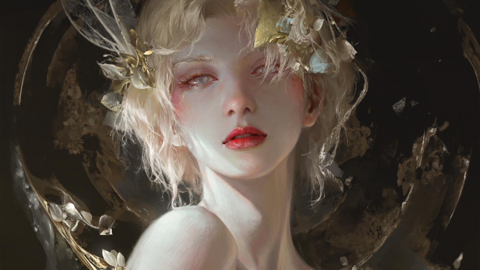 Красивая фантастическая девушка блондинка с голубыми глазами