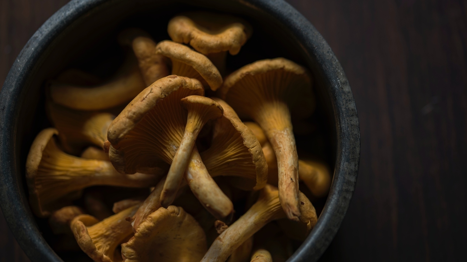 Грибы лисички в миске на столе